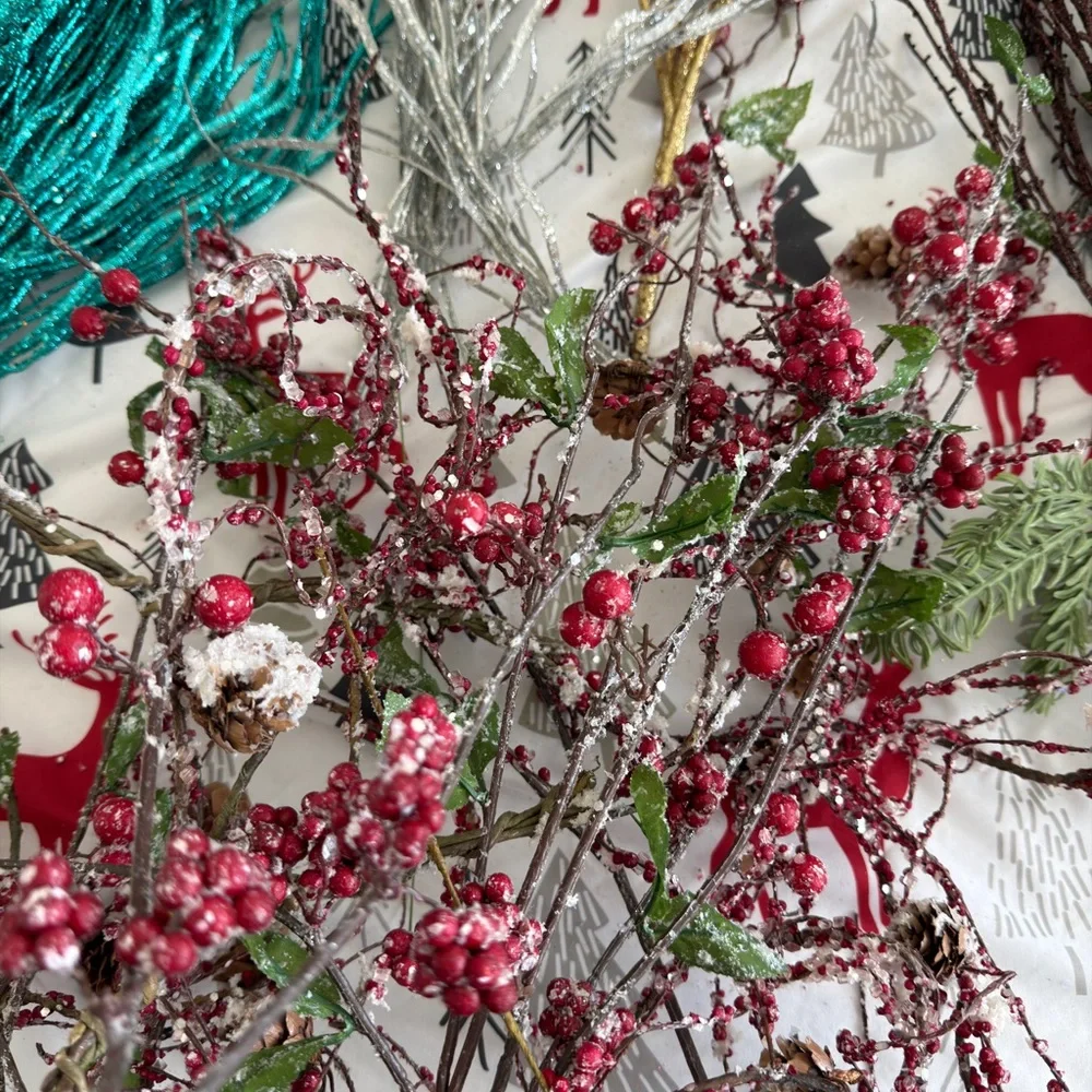 Festive Holiday Greenery and Berry Decoration Set